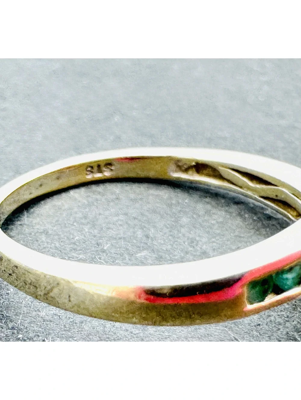 Gold plated sterling silver emerald ring; size 8 - Picture 6 of 8